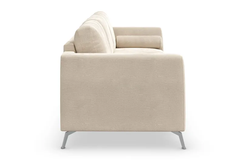 Ocean Lyx 3-seter Fløyelssofa med Nakkeruller - Beige - Møbler - Sofaer - Fløyelssofaer