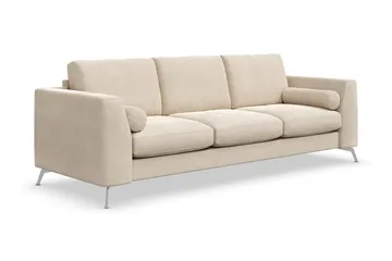 Ocean Lyx 3-seter Fløyelssofa med Nakkeruller - Beige - Møbler - Sofaer - Fløyelssofaer