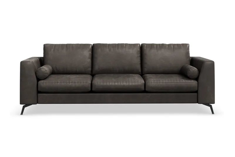 Ocean Lyx 3-seters Sofa i Kunstlær, Mørk grå