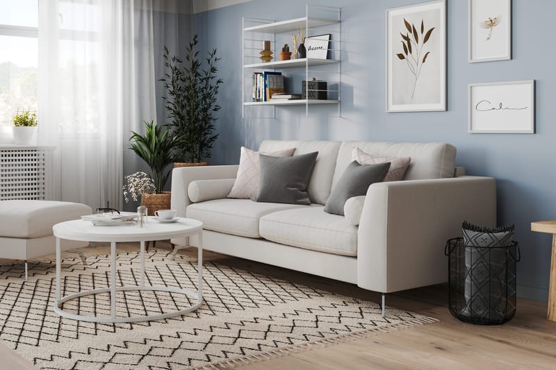 Ocean Lyx 3-seters Stoffsofa - Lys grå - Møbler - Sofaer - 3 seter sofa