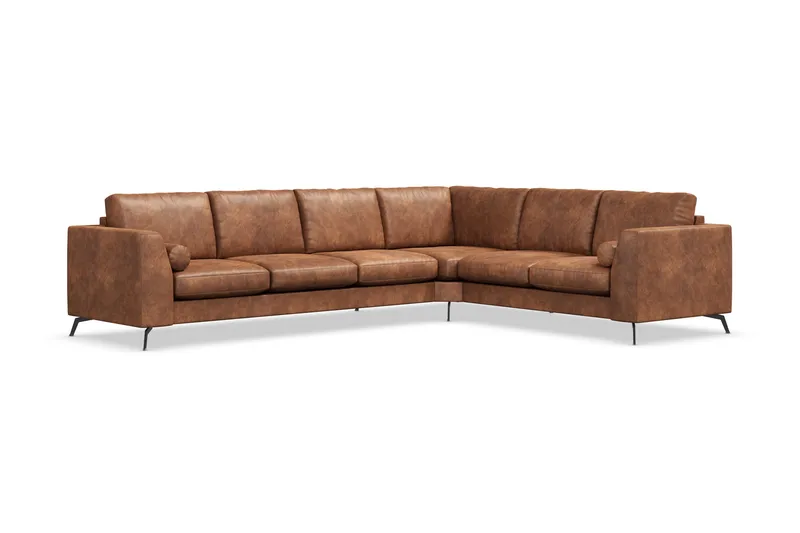 Ocean Lyx 5-seters Vendbar L-formet Hjørnesofa i Kunstlær - Brun - Møbler - Sofaer - Skinnsofaer