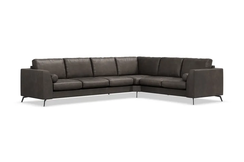 Ocean Lyx 5-seters Vendbar L-formet Hjørnesofa i Kunstlær - Mørk grå - Møbler - Sofaer - Skinnsofaer