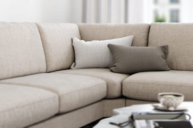 Ocean Lyx 5-seters Vendbar L-formet Hjørnesofa i Stoff - Beige - Møbler - Sofaer - Hjørnesofaer