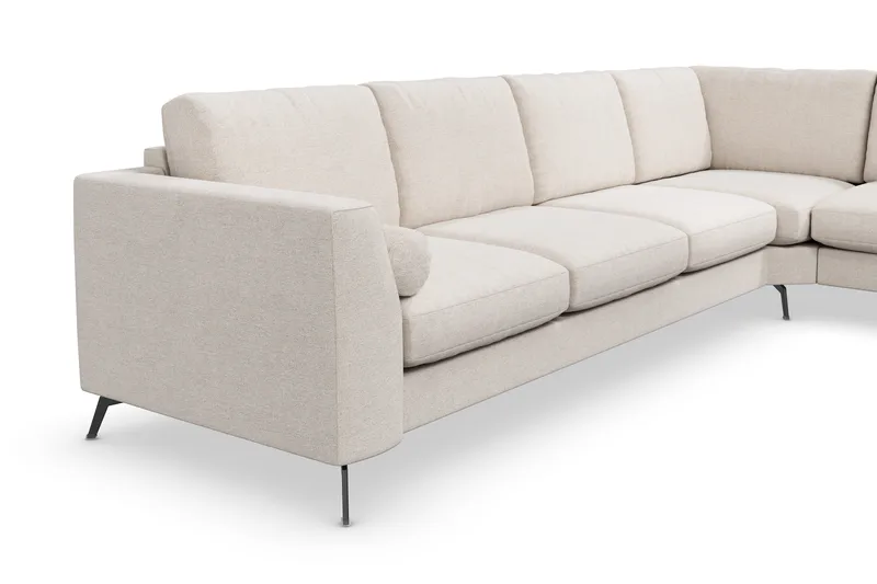 Ocean Lyx 5-seters Vendbar L-formet Hjørnesofa i Stoff - Beige - Møbler - Sofaer - Hjørnesofaer