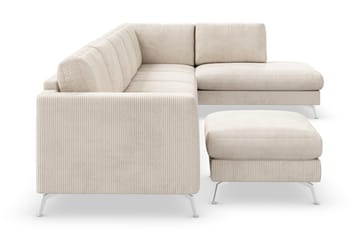 Ocean Lyx 6-seters Høyrevendt U-formet Sofa med Divan og Sjeselong + Fotskammel i Manchester - Beige - Møbler - Sofaer - Sofaer med sjeselong
