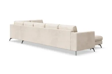 Ocean Lyx 6-seters Høyrevendt U-formet Sofa med Divan og Sjeselong + Fotskammel i Manchester - Beige - Møbler - Sofaer - U-sofa
