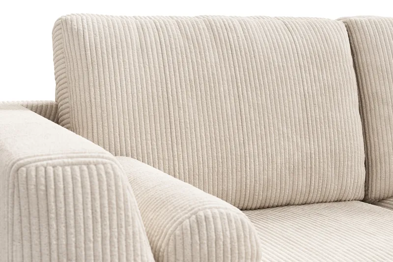 Ocean Lyx 6-seters Høyrevendt U-formet Sofa med Divan og Sjeselong + Fotskammel i Manchester - Beige - Møbler - Sofaer - U-sofa