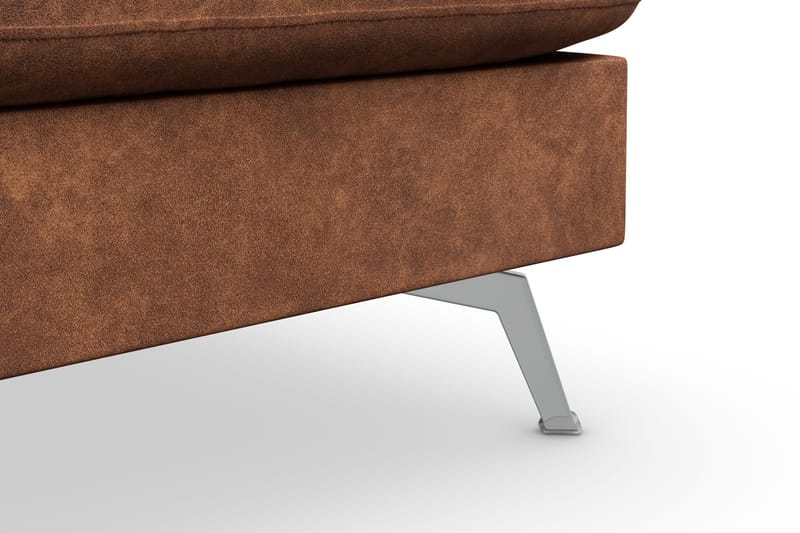 Ocean Lyx 6-seters høyrevendt U-formet sofa med divan og sjeselong + fotskammel i kunstskinn - Brun - Møbler - Sofaer - Skinnsofaer