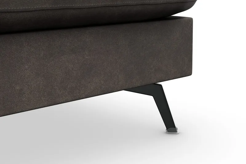 Ocean Lyx 6-seters høyrevendt U-formet sofa med divan og sjeselong + fotskammel i kunstskinn - Mørkegrå - Møbler - Sofaer - Skinnsofaer