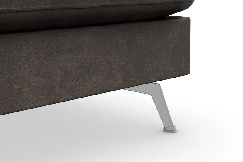 Ocean Lyx 6-seters høyrevendt U-formet sofa med divan og sjeselong + fotskammel i kunstskinn - Mørkegrå - Møbler - Sofaer - Skinnsofaer