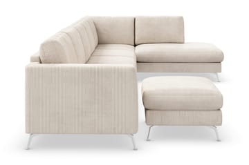 Ocean Lyx 6-seters Høyrevendt U-formet Sofa med Divan og Sjeselong + Fotskammel i Manchester - Beige - Møbler - Sofaer - U-sofa