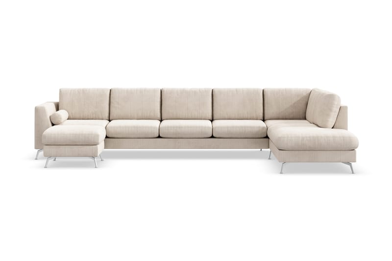 Ocean Lyx 6-seters Høyrevendt U-formet Sofa med Divan og Sjeselong + Fotskammel i Manchester, Beige