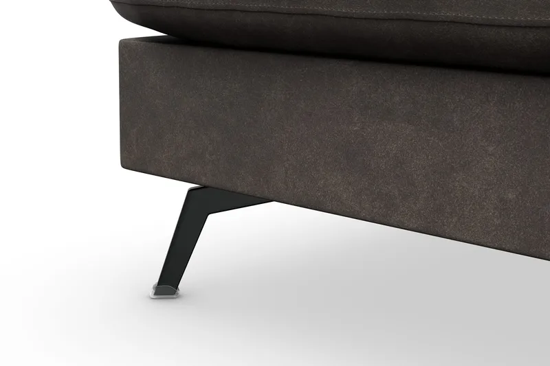 Ocean Lyx 6-seters venstrevendt U-formet sofa med divan og sjeselong + fotskammel i kunstskinn - Mørkegrå - Møbler - Sofaer - Skinnsofaer