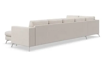 Ocean Lyx 6-seters Venstrevendt U-formet Sofa med Divan og Sjeselong + Fotskammel i Stoff - Beige - Møbler - Sofaer - U-sofa