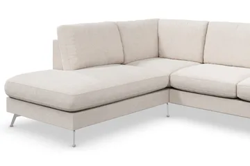 Ocean Lyx 6-seters Venstrevendt U-formet Sofa med Divan og Sjeselong + Fotskammel i Stoff - Beige - Møbler - Sofaer - U-sofa