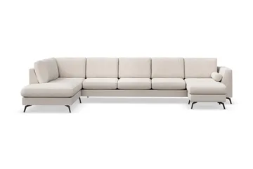 Ocean Lyx 6-seters Venstrevendt U-formet Sofa med Divan og Sjeselong + Fotskammel i Stoff