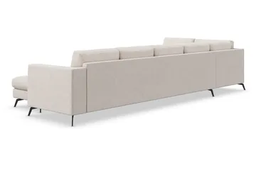 Ocean Lyx 6-seters Venstrevendt U-formet Sofa med Divan og Sjeselong + Fotskammel i Stoff - Beige - Møbler - Sofaer - U-sofa