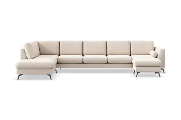 Ocean Lyx 6-seters Venstrevendt U-formet Sofa med Divan og Sjeselong + Fotskammel i Stoff