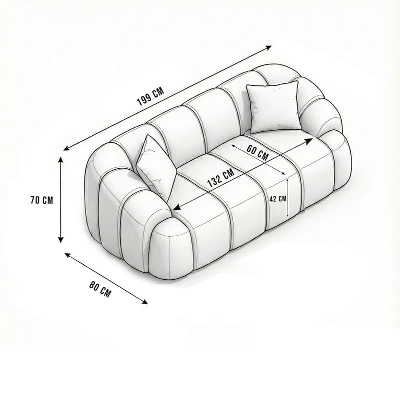 Octavio 2-seters sofa 199x70x80 cm - Marineblå - Møbler - Sofaer - 2 seter sofa