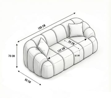 Octavio 2-seters sofa 199x70x80 cm - Turkis - Møbler - Sofaer - 2 seter sofa
