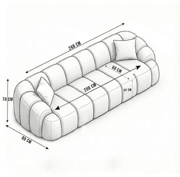 Octavio 4-seters sofa 268x70x80 cm - Turkis - Møbler - Sofaer - 4 seter sofa