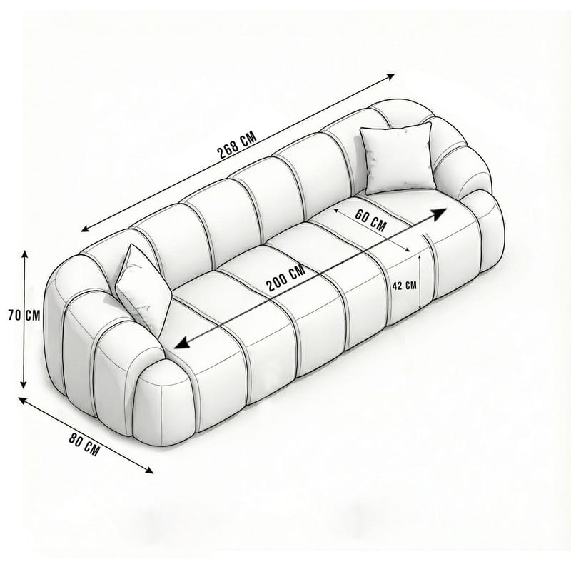 Octavio 4-seters sofa 268x70x80 cm - Turkis - Møbler - Sofaer - 4 seter sofa