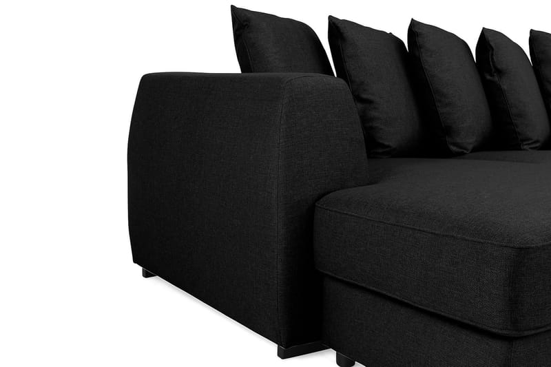 Optus 6-seters Høyrevendt U-formet Large Sofa med Divan og Sjeselong i Stoff inkl. Pynteputer - Svart - Møbler - Sofaer - U-sofa