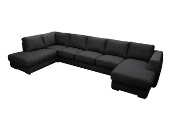 Optus 6-seters U-sofa med divan og sjeselong høyre - Svart - Møbler - Sofaer - U-sofa