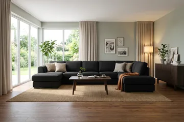 Optus 6-seters U-sofa med divan og sjeselong venstre - Svart - Møbler - Sofaer - U-sofa