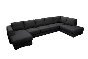 Optus 6-seters U-sofa med divan og sjeselong venstre - Svart - Møbler - Sofaer - U-sofa