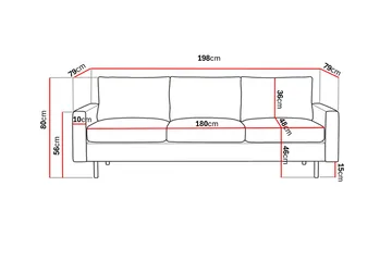 Peppe 3-seters Manchester Sofa 200 cm bred - Brun - Møbler - Sofaer - 3 seter sofa