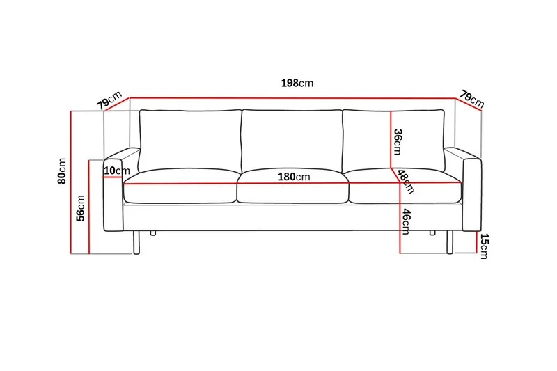 Peppe 3-seters Manchester Sofa 200 cm bred - Brun - Møbler - Sofaer - 3 seter sofa