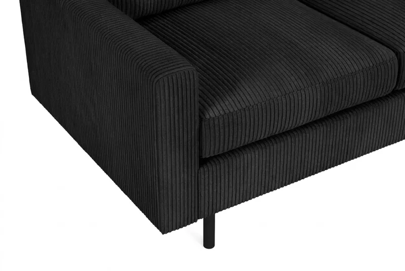 Peppe 3-seters Manchestersofa - Svart - Møbler - Sofaer - 3 seter sofa