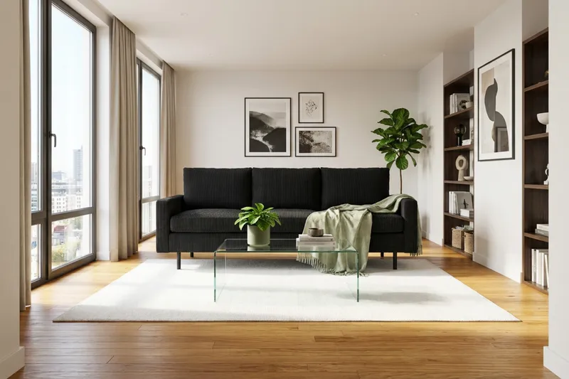 Peppe 3-seters Manchestersofa - Svart - Møbler - Sofaer - 3 seter sofa