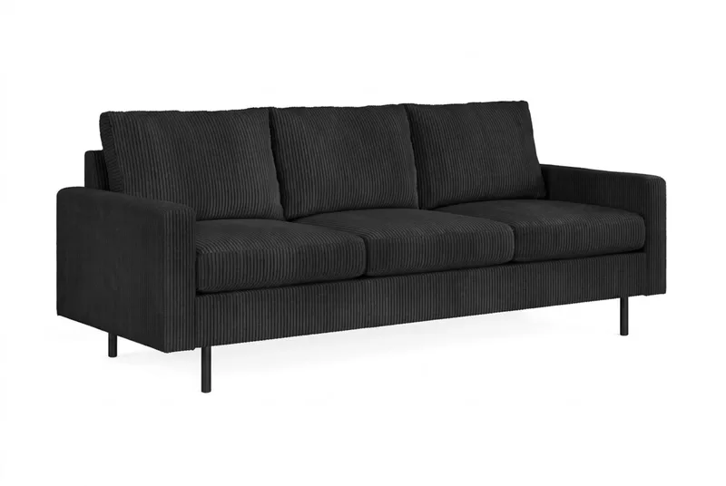 Peppe 3-seters Manchestersofa - Svart - Møbler - Sofaer - 3 seter sofa
