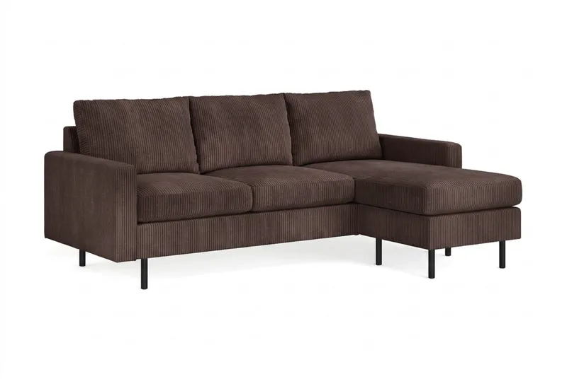 Peppe 3-seters Vendbar L-formet Divansofa i Manchester - Mørk brun - Møbler - Sofaer - Sofaer med sjeselong - 3 seters sofa med divan