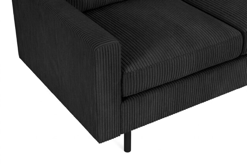 Peppe 3-seters Vendbar L-formet Divansofa i Manchester - Svart - Møbler - Sofaer - Sofaer med sjeselong - 3 seters sofa med divan