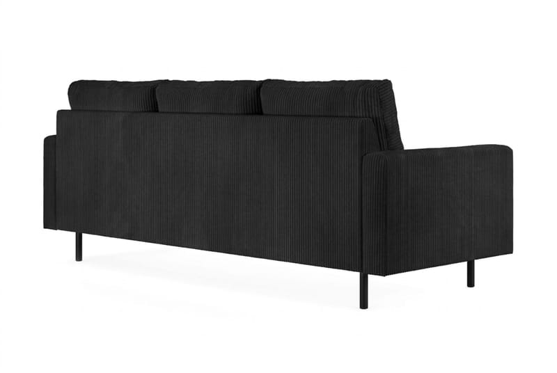 Peppe 3-seters Vendbar L-formet Divansofa i Manchester - Svart - Møbler - Sofaer - Sofaer med sjeselong - 3 seters sofa med divan