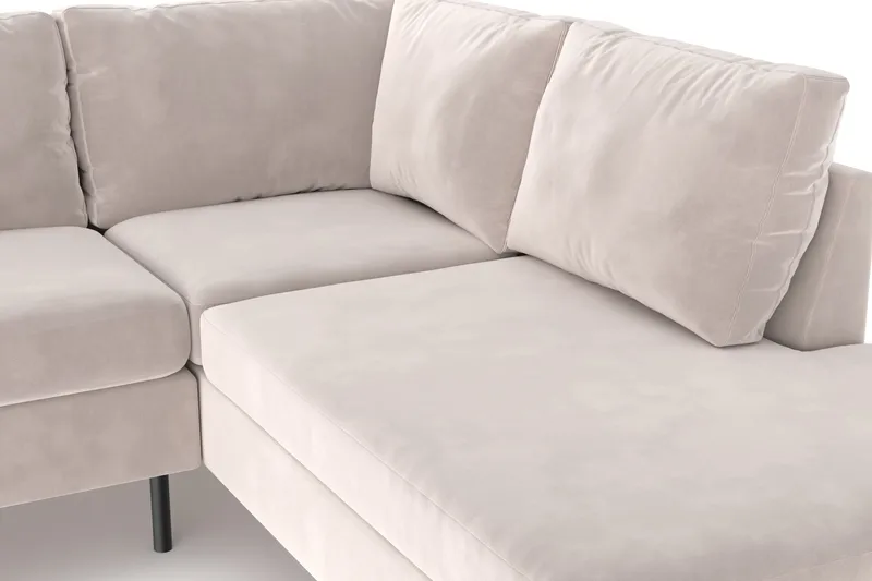 Peppe 4-seters Høyrevendt L-formet Sjeselongsofa i Fløyel - Beige - Møbler - Sofaer - Fløyelssofaer