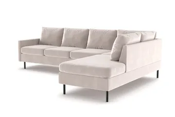 Peppe 4-seters Høyrevendt L-formet Sjeselongsofa i Fløyel - Beige - Møbler - Sofaer - Fløyelssofaer