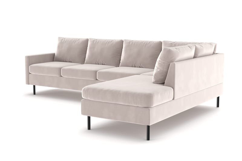 Peppe 4-seters Høyrevendt L-formet Sjeselongsofa i Fløyel - Beige - Møbler - Sofaer - Fløyelssofaer