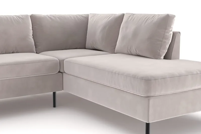 Peppe 4-seters Høyrevendt L-formet Sjeselongsofa i Manchester - Beige - Møbler - Sofaer - Fløyelssofaer