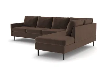 Peppe 4-seters Høyrevendt L-formet Sjeselongsofa i Manchester - Brun - Møbler - Sofaer - Sofaer med sjeselong