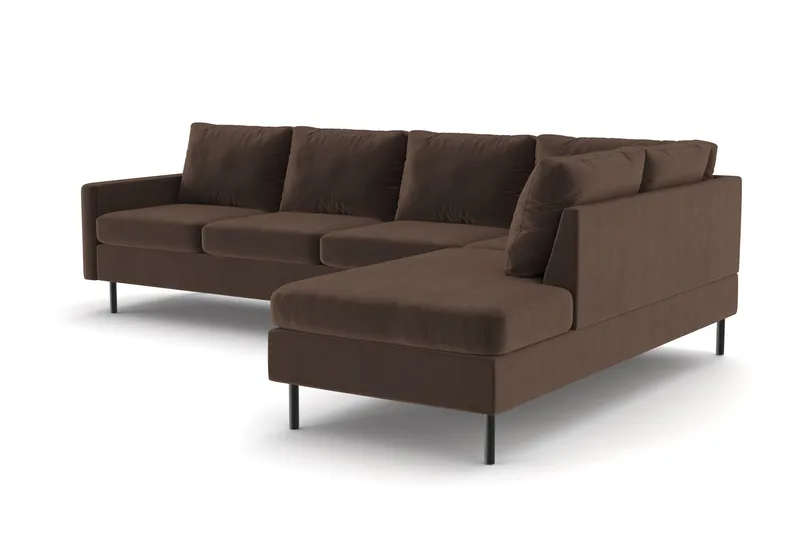 Peppe 4-seters Høyrevendt L-formet Sjeselongsofa i Manchester - Brun - Møbler - Sofaer - Sofaer med sjeselong