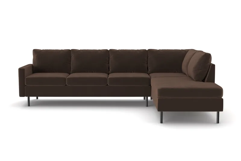 Peppe 4-seters Høyrevendt L-formet Sjeselongsofa i Manchester, Brun