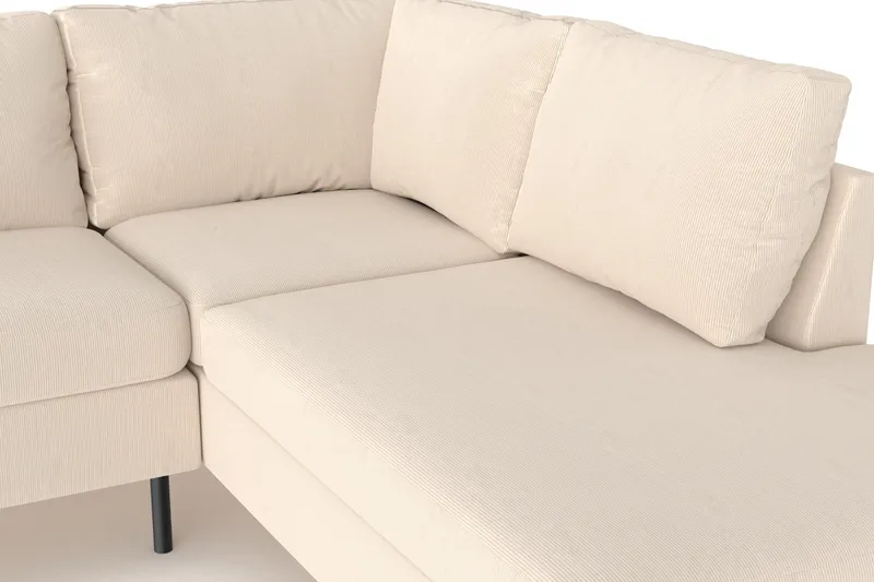 Peppe 4-seters Høyrevendt L-formet Sjeselongsofa i Manchester - Greige - Møbler - Sofaer - Sofaer med sjeselong