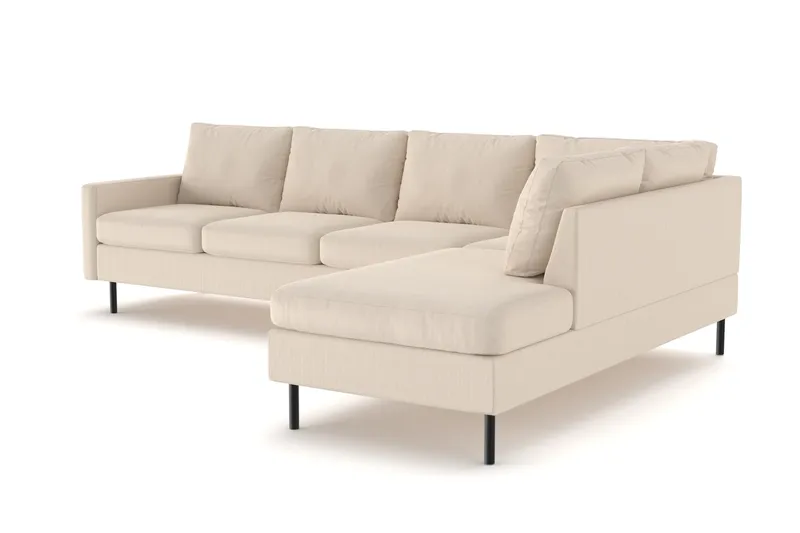 Peppe 4-seters Høyrevendt L-formet Sjeselongsofa i Manchester - Greige - Møbler - Sofaer - Sofaer med sjeselong