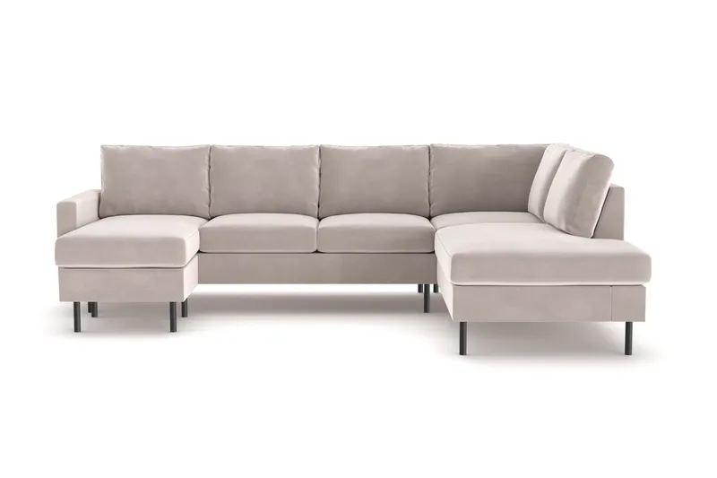 Peppe 4-seters Høyrevendt U-formet Sofa med Divan og Sjeselong i Manchester, Beige