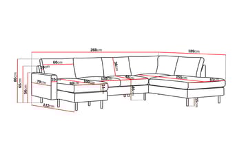 Peppe 4-seters Høyrevendt U-formet Sofa med Divan og Sjeselong i Manchester - Beige - Møbler - Sofaer - Fløyelssofaer
