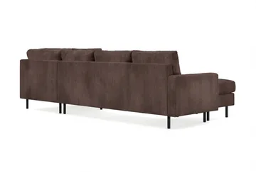 Peppe 4-seters Høyrevendt U-formet Sofa med Divan og Sjeselong i Manchester - Mørk brun - Møbler - Sofaer - Sofaer med sjeselong - 4 seters sofa med divan